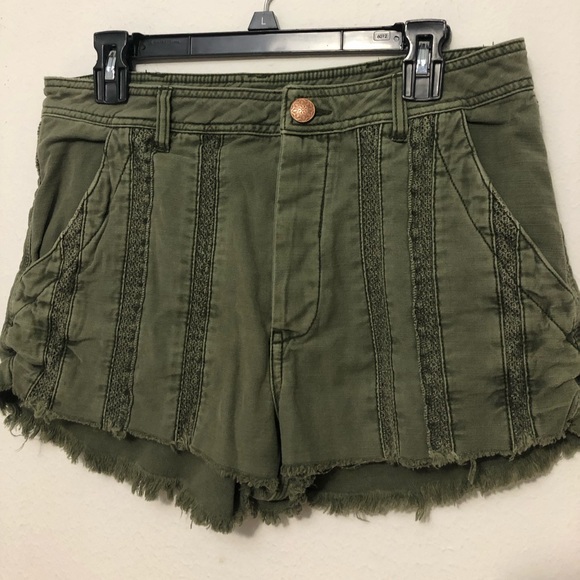 Free People Olive Green Women Shorts - Picture 1 of 4